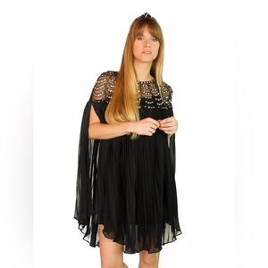 Black chiffon dress w silver studs